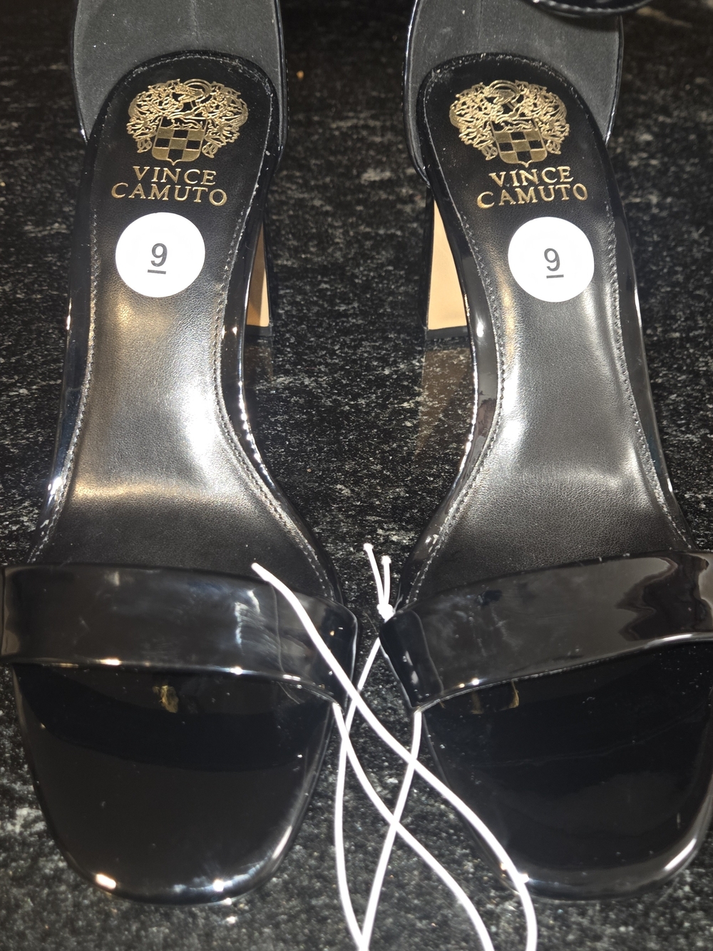 Vince Camuto Black Patent Ankle Strap Heels - Picture 2 of 6